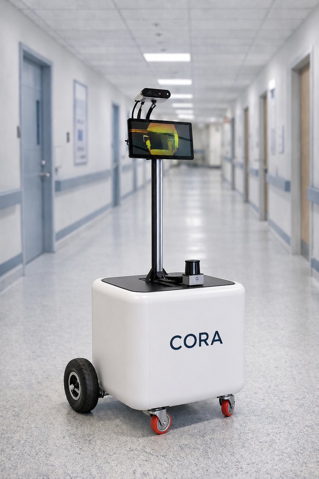 The CORA robotic assistant in a hospital corridor